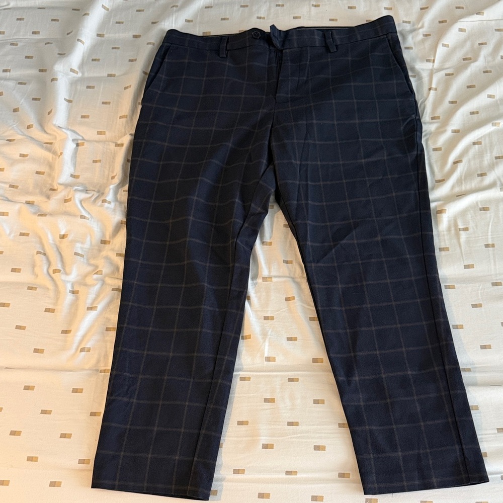 Banana Republic Men's Navy Windowpane Dress Pants